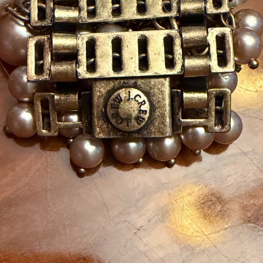 J.Crew Pearl & Crystal Cluster Bracelet – Wide Statement Cuff - Picture 3 of 4
